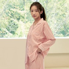 DOSSY 女款絲綢觸感長袖翻領睡衣上下套裝