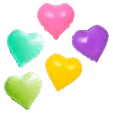 PARTYSHOW 粉彩愛心氣球5種套組, 1套, 薄荷綠, 粉紅色, 黃色, 萊姆綠, 薰衣草紫