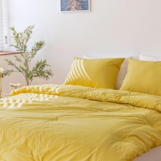 Yesbedding 韓國製Heim 60支高密度純棉水洗夏季棉被, 芥末黃