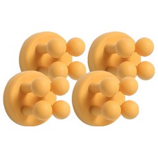 newnlook 免鑽孔矽膠牙刷架, 4個, 黃色