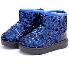 Lulushu 兒童雪地亮片毛靴