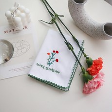 Maison Textile 康乃馨刺繡手帕 老師謝謝您
