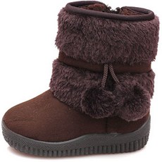 Lulushu 女童櫻桃球球毛靴