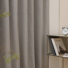 亞麻風格雙面掛鉤式遮光窗簾 窗戶型 2入, 米色