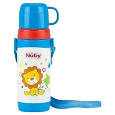Nuby 不銹鋼真空背帶水壺 杯蓋, 哈哈獅, 360ml, 1個