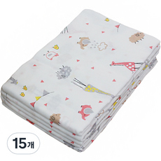 베이비스토리 유아용 웰빙 천기저귀 대형, 15개, 동물 오렌지