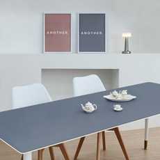 7A 가죽 양면 방수 모서리라운딩 캠핑 식탁 테이블 매트, 코코아 + 그레이, 60 x 150 cm, 1개