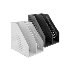 deLi 得力 雙層折疊式桌面文件架 2件組, 黑色, 灰色