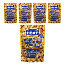 HBAF 넛츠 앤 스낵스 허니로스티드 땅콩, 120g, 5개