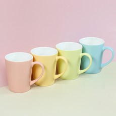 HAPPY JUNG V型粉彩馬克杯組, 霧光藍, 霧光粉, 霧光黃, 霧光橘, 4個