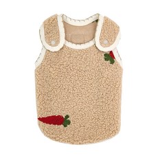 Grooming Dog 寵物保暖撞色刺繡睡眠背心, 米色