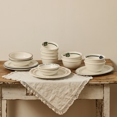 MAISON OBJET Lawrence London 4人份家庭16p套組, 飯碗 4p + 湯碗 4p + Goof小菜盤 S 2p + Goof中菜盤 M 2p + 圓形盤M 2p + 圓形盤L + 橢圓盤, 1套, 綠色 + 紅色 + 藍色