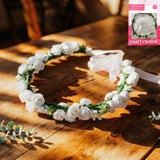 파티쇼 브라이덜샤워 파티 웨딩 꽃 화관, 화이트, 1개