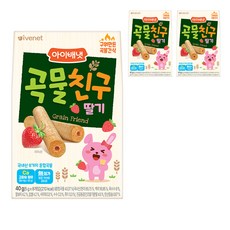 아이배냇 곡물친구, 딸기, 40g, 3개