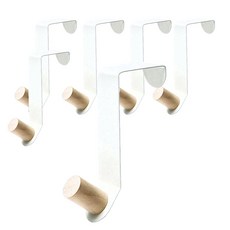 WE CHAMP 北歐風門後掛勾 木質 強力負重 穩固可靠, 白色, 6個