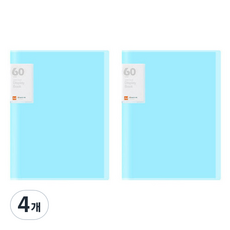 Eumes A4 60頁透明文件夾, 天藍色, 4個