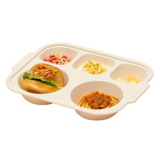 AttiRabbit 幼兒用安心防滑5格加深餐盤, 1個, 單品, 象牙白