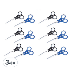 deLi 得力 辦公用剪刀 E6003 173mm 2種*6入組, 黑藍, 3套