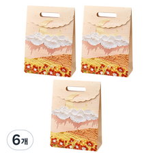 Greenuer 油畫禮品包裝紙袋 L 32 x 24 x 10.5 cm, 黃色天空, 6個