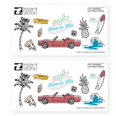 instant tattoo 加州夢想 紋身貼紙, 混合顏色, 2個
