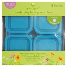 green sprouts 小綠芽 副食品小分裝盒, 60ml*4個, 適用於冷藏、冷凍, 藍色, 1盒