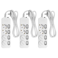 SURGIO 4 個獨立開關多重抽取 DH-1648-MT + 2 個安全蓋, 1.5m, 單色, 3個