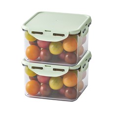 LocknLock 樂扣樂扣 Bisfree Pure正方形保鮮盒 淺綠色, 2個, 1.3L保鮮盒