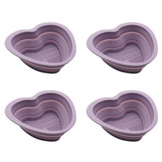 위고투 메이크업 브러쉬 클린징 세척 그릇 하트, 4개, 라이트퍼플