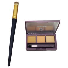 AMORTALS 煥顏三色遮瑕盤+遮瑕刷 修飾膚色 遮蓋黑眼圈 痘印 輕巧便攜, 1組, 01 自然色