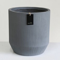 Garden in the City 現代居家圓形條紋大理石花盆, 灰色, 1個