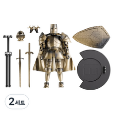 克布蘭斯 中世紀騎士 具備關節 可動公仔 中世紀系列 含底座 中世紀人偶套組 復古黃色 13 x 16 cm, 2套