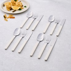 Modern House WOW Cafe 西餐餐具組, 奶油色, 1套, 湯匙 4入 + 叉子 4入 + 刀 4入