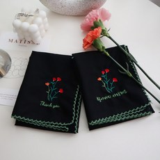 MAISONTEXTILE 康乃馨刺繡手帕2件組 (爺爺我愛你 + 謝謝你)