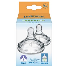 닥터브라운 와이드넥 옵션스 플러스 젖꼭지 2p, 4단계(9개월 이상), 1개
