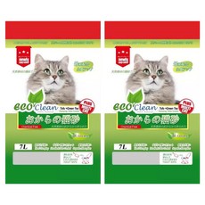 ECO Clean 豆腐貓砂, 7L, 結團力佳, 快速鎖住液體, 適合各種貓砂盆, 綠茶, 2袋