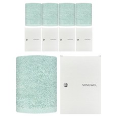 Songwol 松月 Light素色洗臉毛巾 130g 30支棉紗 + 禮盒, 淺綠色, 5個