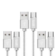 팀팀 핸드폰 마이크로5핀 고속 충전 케이블 1m, 실버, 3개