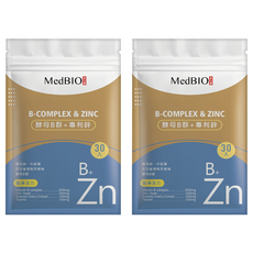 MedBIO 美百優 酵母B群 + 專利鋅, 500mg, 30顆, 2包