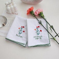 메종텍스타일 카네이션 자수 손수건 2종 세트 다시 태어나도 아빠 딸 + Thankyou