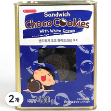 우리가스토리 틴케이스 샌드위치 초코 화이트크림 쿠키, 430g, 2개