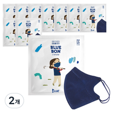 bluebon I KNOW 彩色口罩 鳥嘴型 小型, 10張, 海軍藍, 2個