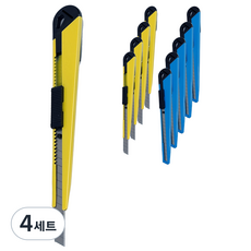 바이하츠 커터칼 소 2종 x 5p 세트 P-201, 노랑 + 파랑, 4세트