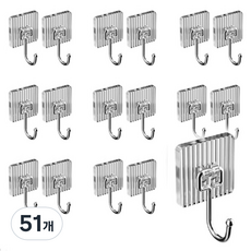 리얼피키 다용도 칼라 벽걸이 후크 걸이 A 타입, 투명, 51개