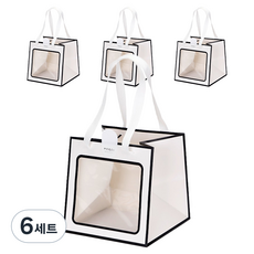 인디케이 투명창 선물쇼핑백 중 4p + 스티커 4p 세트, 화이트, 6세트