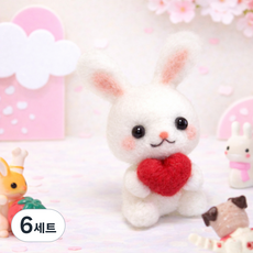 아트조이 DIY 양모펠트 키트, 6세트, 하트토끼