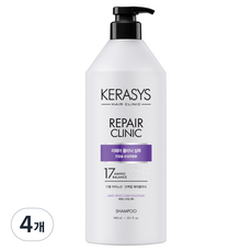 케라시스 리페어 클리닉 반곱슬 손상모 스무딩케어 단백질 샴푸, 980ml, 4개