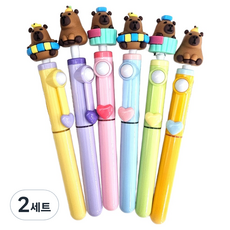 엠에스코퍼레이션 큐티바라 카피바라 형광펜 6종 세트, 혼합색상, 2세트