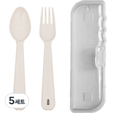 이지앤프리 휴대용 수저세트, 혼합색상, 포크 + 숟가락 + 케이스, 5세트