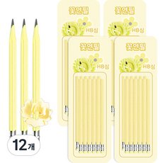 플라워 모양 그립감 좋은 연필 HB, 옐로우, 144개