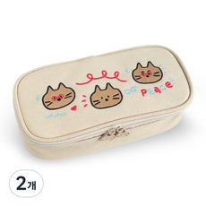 아이코닉 두들 대용량 펜파우치, 01 Cream beige, 2개